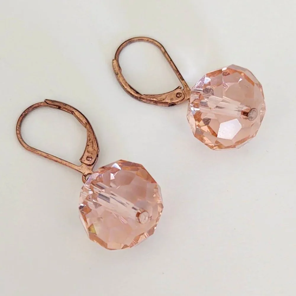 Pink glass drop earrings